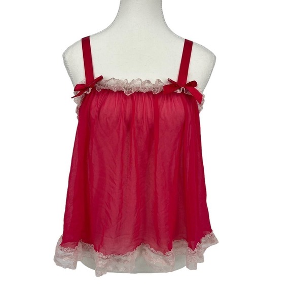Victoria’s Secret Babydoll Lingerie Lace Chiffon Pink Size Small - Picture 1 of 6